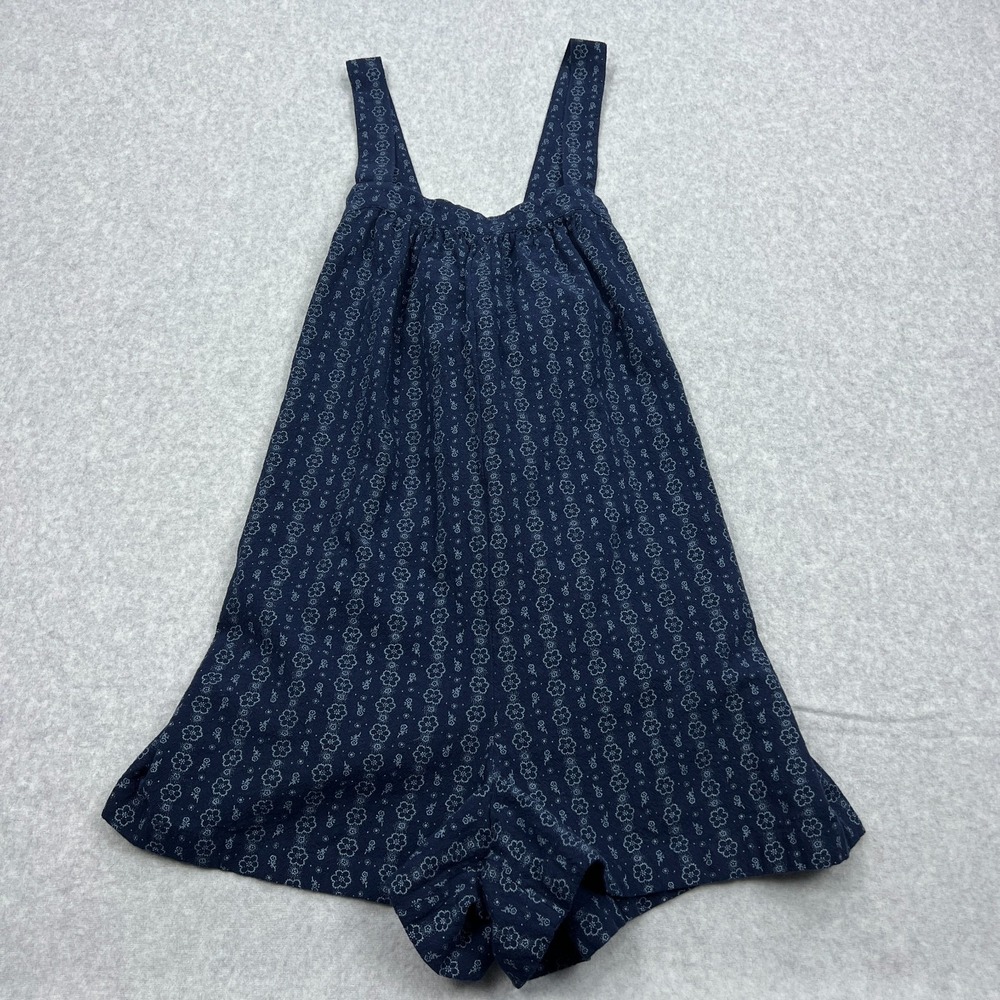 Madewell Romper Women's‎ Medium Blue Square-Neck Crossback Striped Floral Loose
